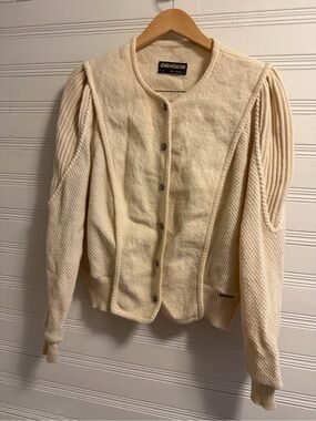 Vintage Geiger Austria 100% Virgin Wool Boiled Wool Cardigan Jacket XL Cream